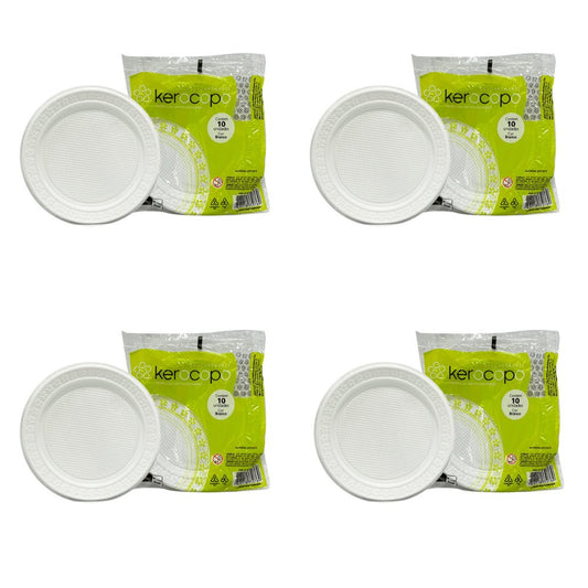 Kit Prato Refeição Raso 21cm Kerocopo 4 Pacotes com 10 Unidades - e - dona