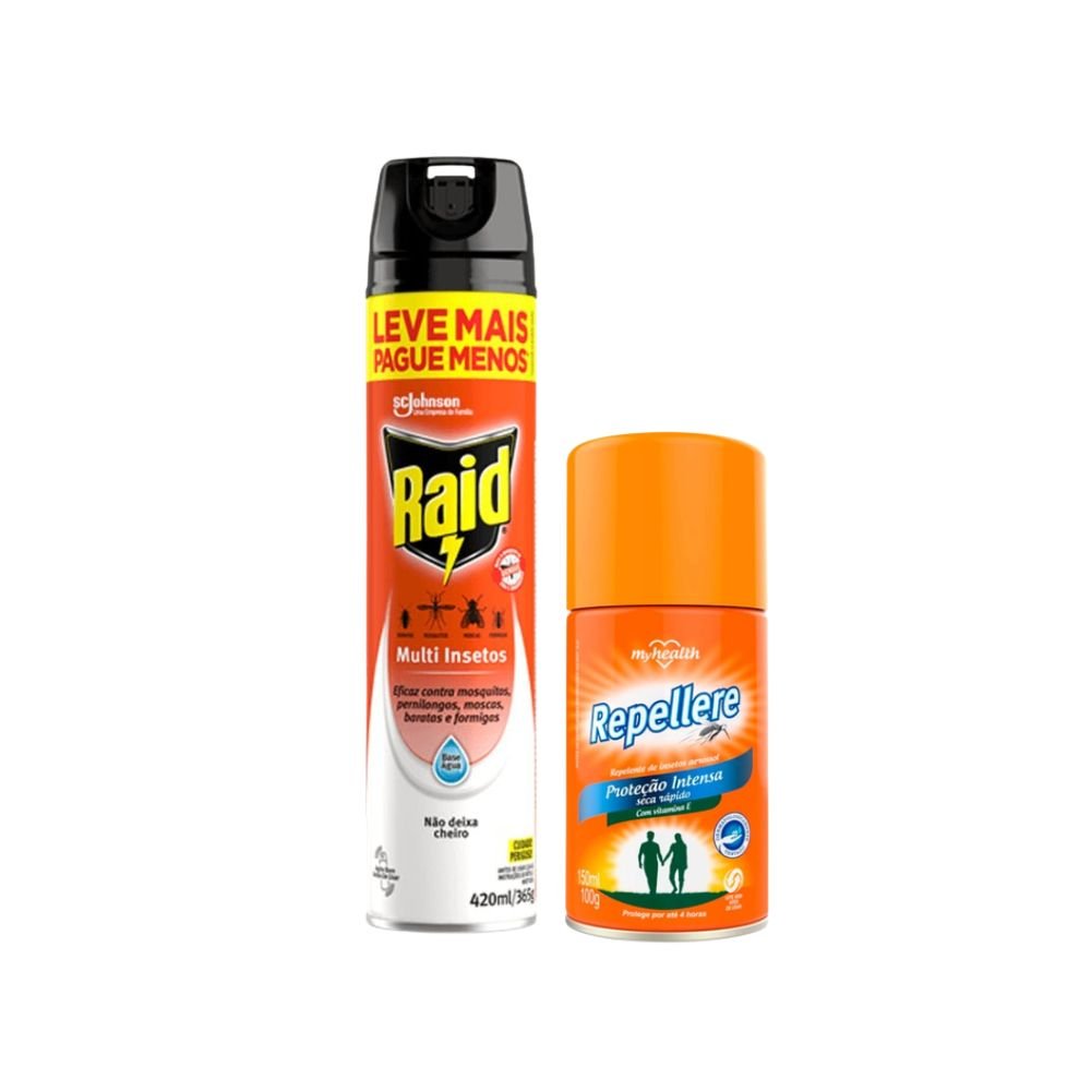Kit Repelente Aerossol Repellere 150ml + Inseticida Raid Multi Insetos 420ml - e - dona