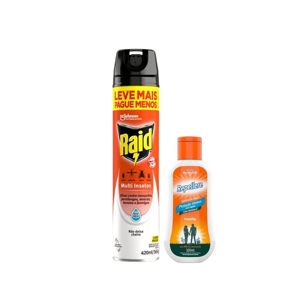 Kit Repelente Repellere Family 100ml + Inseticida Raid Multi Insetos 420ml - e - dona