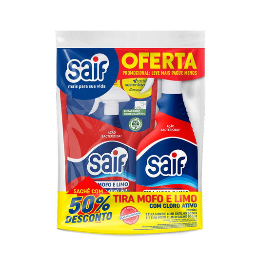 Kit Tira Mofo e Limo Gatilho 500ml + Sachê 500ml Saif - e - dona