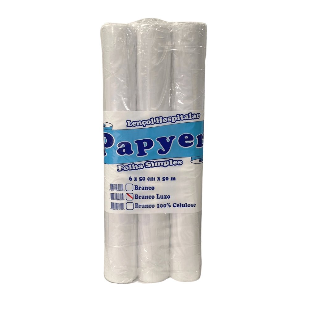Lençol Hospitalar de Papel 50x50cm Luxo Papyer com 6 rolos - e - dona