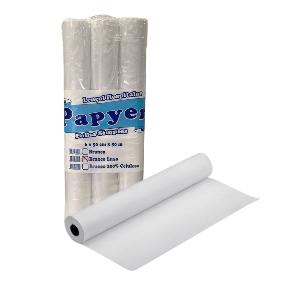 Lençol Hospitalar de Papel 50x50cm Luxo Papyer com 6 rolos - e - dona