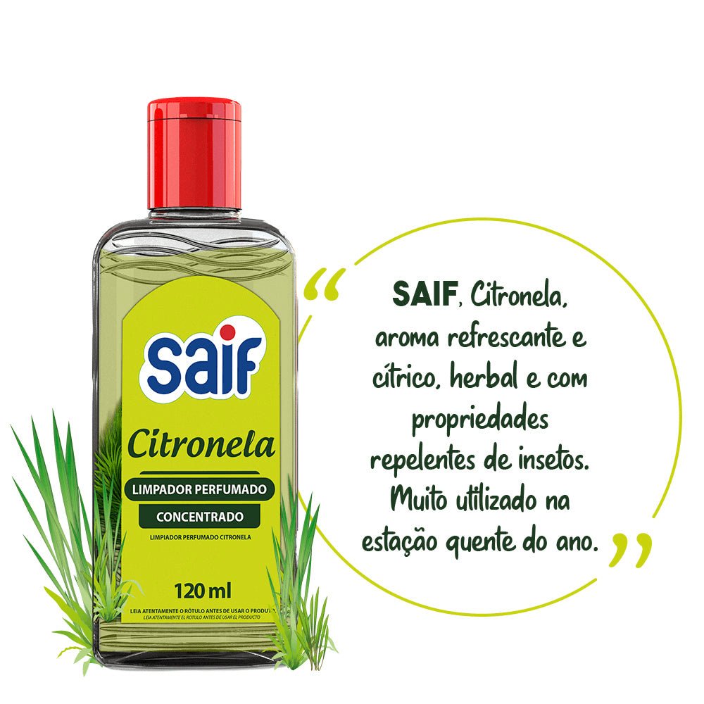 Limpador Perfumado Concentrado 120ml Citronela Saif - e - dona