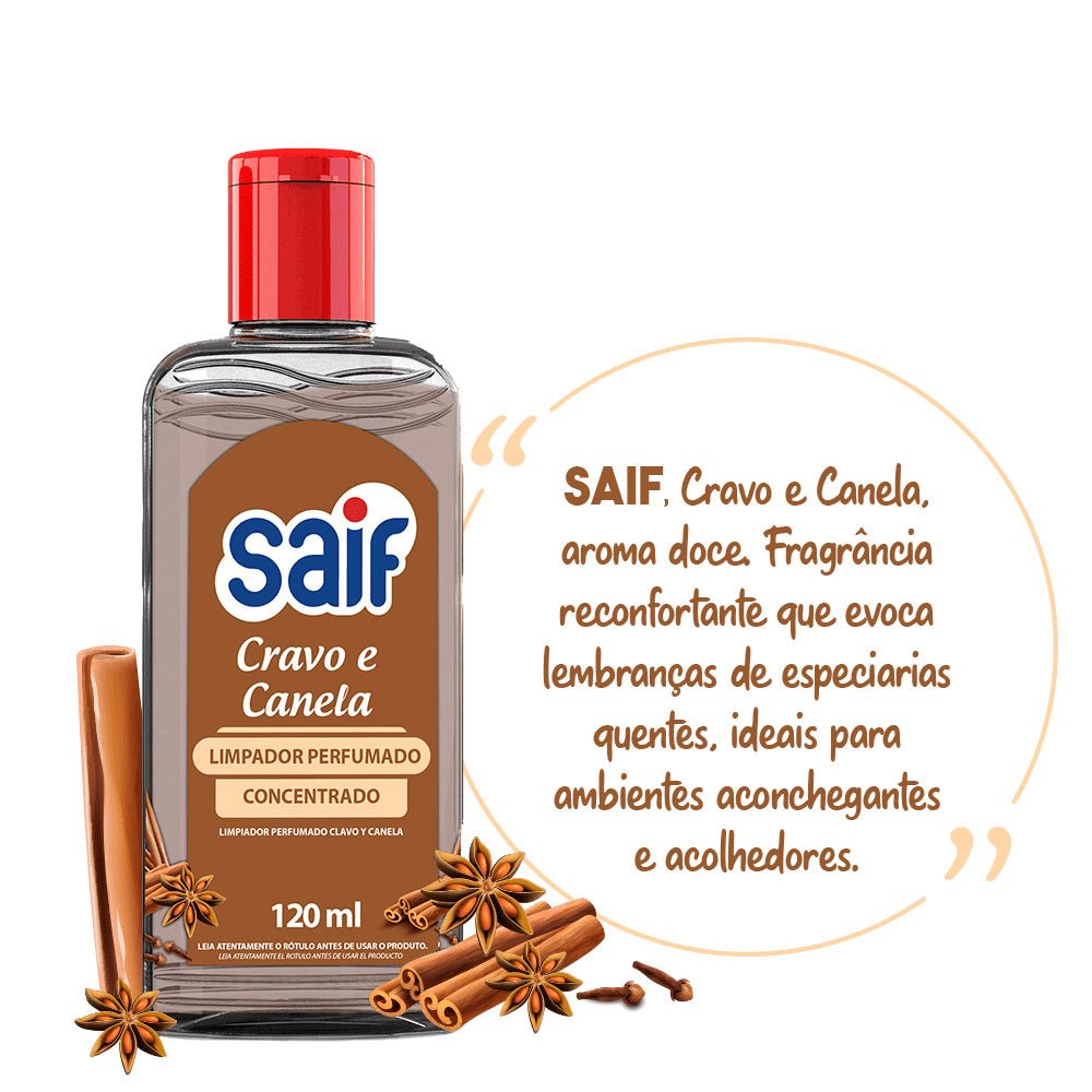 Limpador Perfumado Concentrado 120ml Cravo e Canela Saif - e - dona