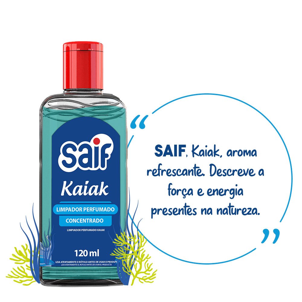 Limpador Perfumado Concentrado 120ml Kaiak Saif - e - dona
