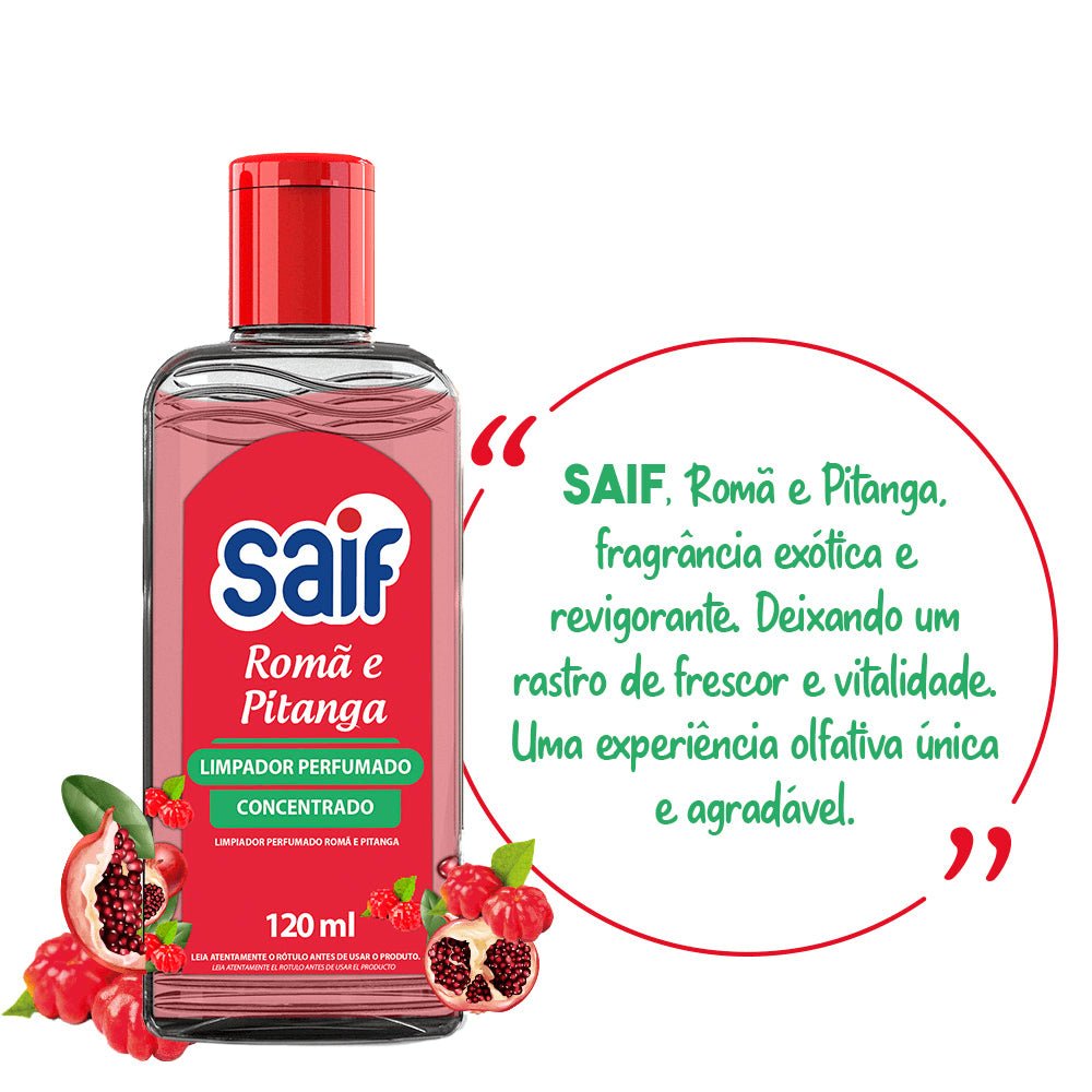 Limpador Perfumado Concentrado 120ml Romã e Pitanga Saif - e - dona