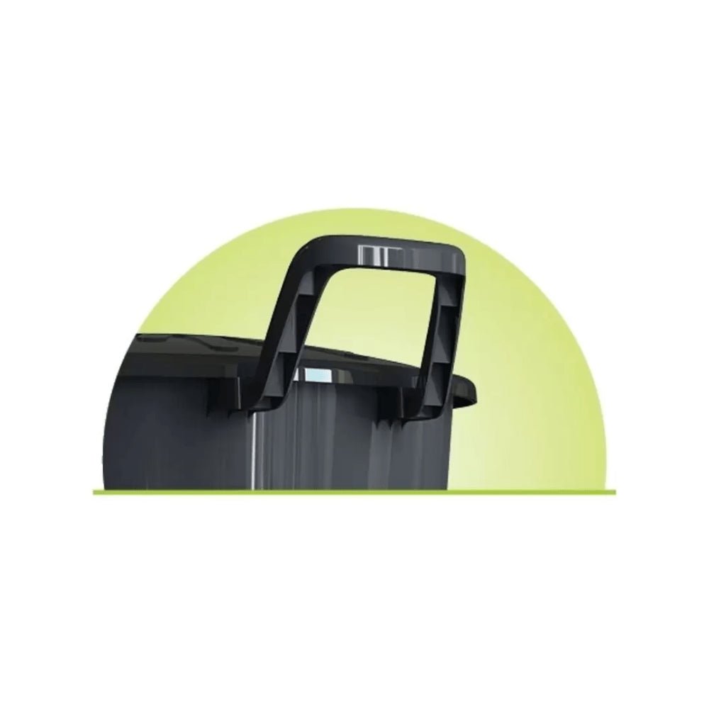 Lixeira 100 litros redonda com tampa e rodas preto Arqplast - e - dona