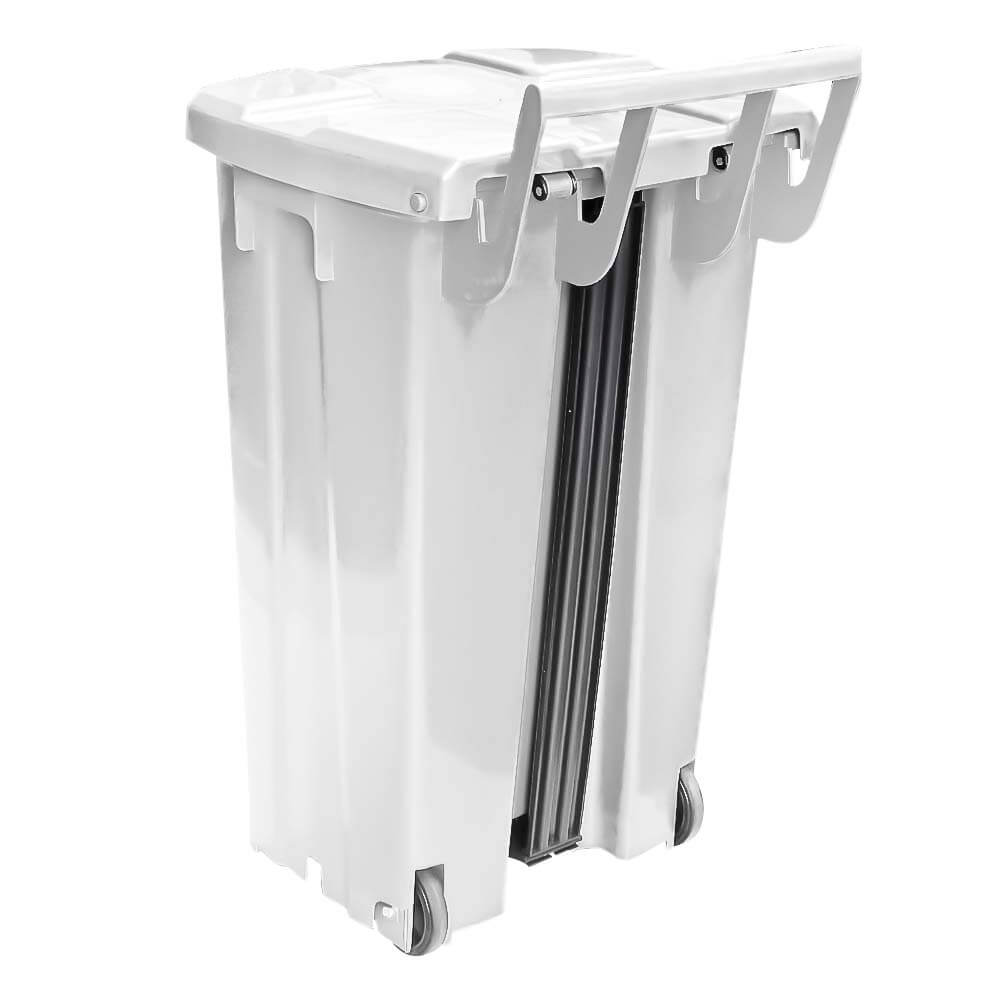 Lixeira 100L quadrada branca com tampa e pedal para cozinhas, restaurantes, hospitais P100B JSN - e - dona