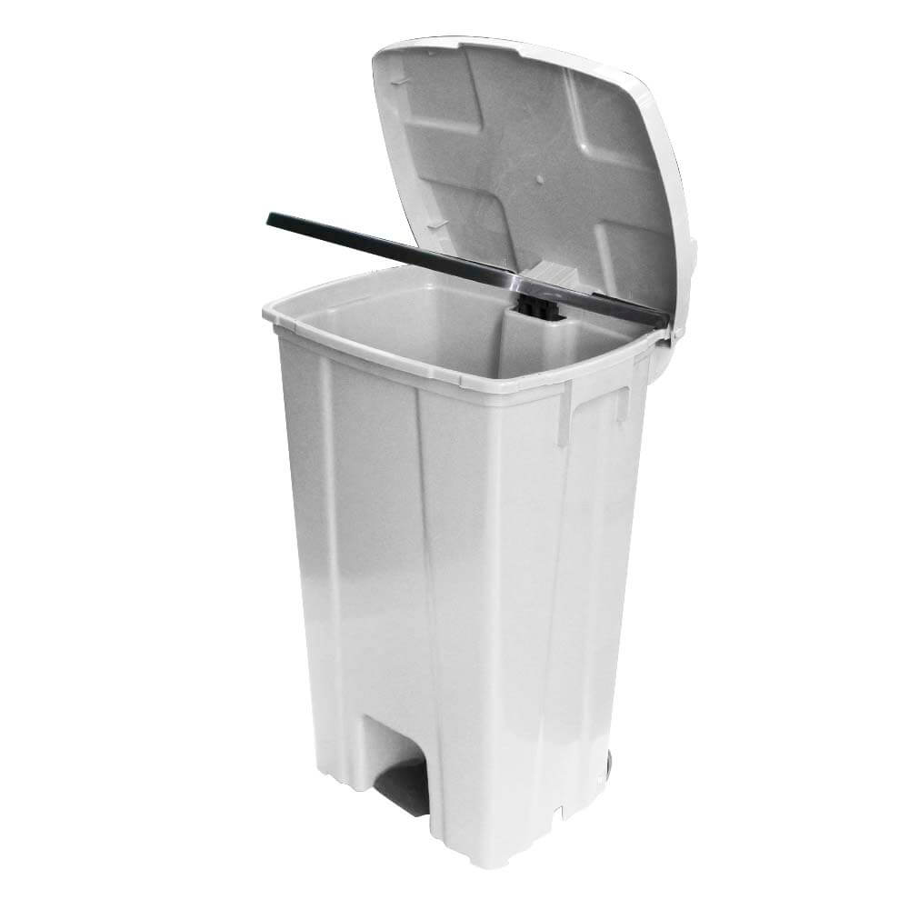Lixeira 100L quadrada branca com tampa e pedal para cozinhas, restaurantes, hospitais P100B JSN - e - dona