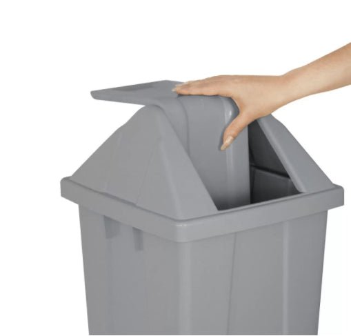Lixeira 100L Quadrada Cinza com tampa basculante Q100C JSN - e - dona