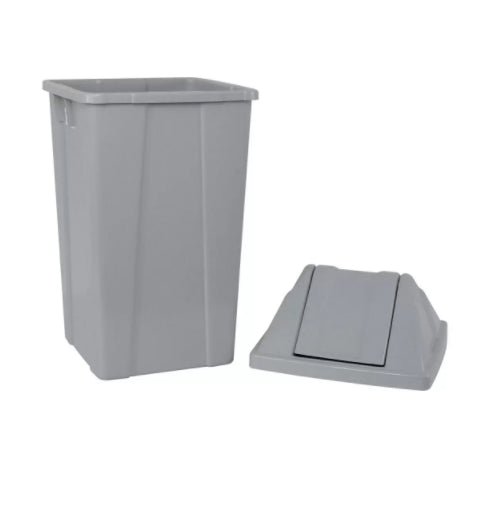 Lixeira 100L Quadrada Cinza com tampa basculante Q100C JSN - e - dona