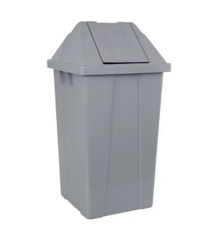 Lixeira 100L Quadrada Cinza com tampa basculante Q100C JSN - e - dona