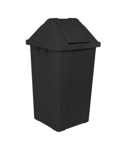 Lixeira 100L quadrada preta com tampa basculante Q100P JSN - e - dona