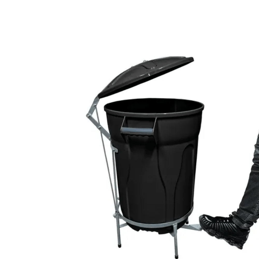 Lixeira 100L redonda Preta com tampa e pedal E8GP JSN - e - dona