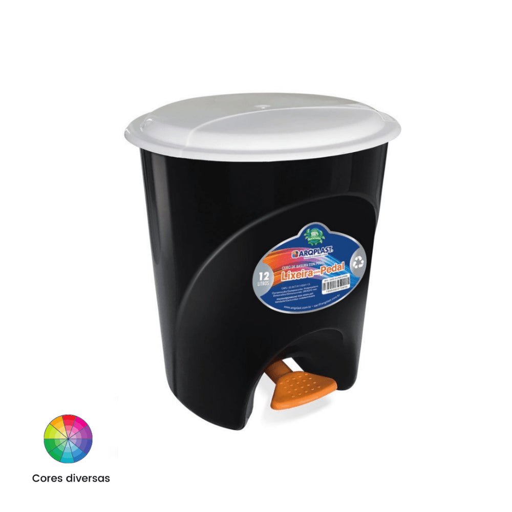 Lixeira 12L com pedal Arqplast - Cores Diversas - e - dona