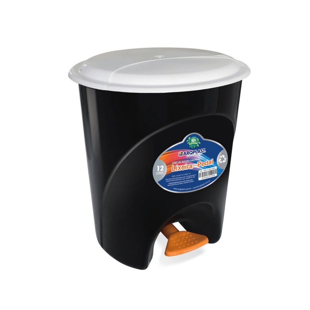 Lixeira 12L com pedal Arqplast - Cores Diversas - e - dona