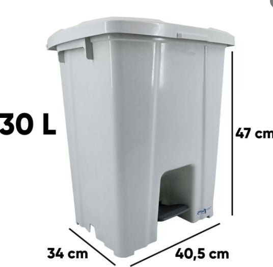 Lixeira 30L branca quadrada com pedal para clínicas, hospitais, condomínios, cozinha, restaurantes P30 JSN - e - dona
