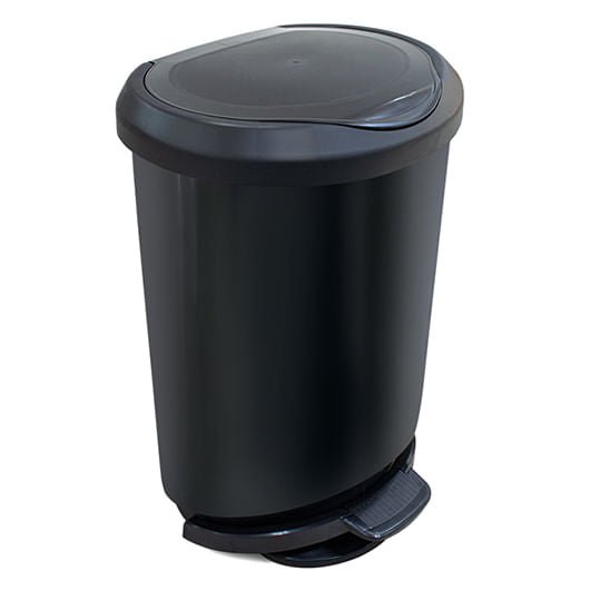 Lixeira 45L Preta com pedal borda trava saco Arqplast - e - dona
