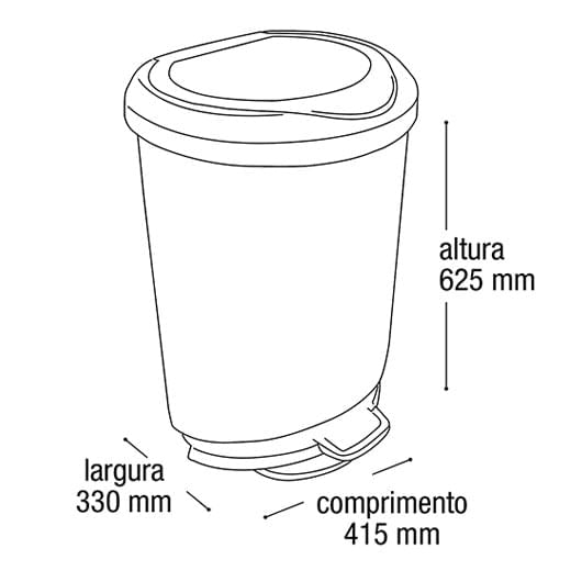 Lixeira 45L Preta com pedal borda trava saco Arqplast - e - dona