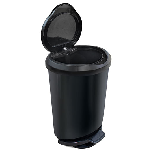 Lixeira 45L Preta com pedal borda trava saco Arqplast - e - dona
