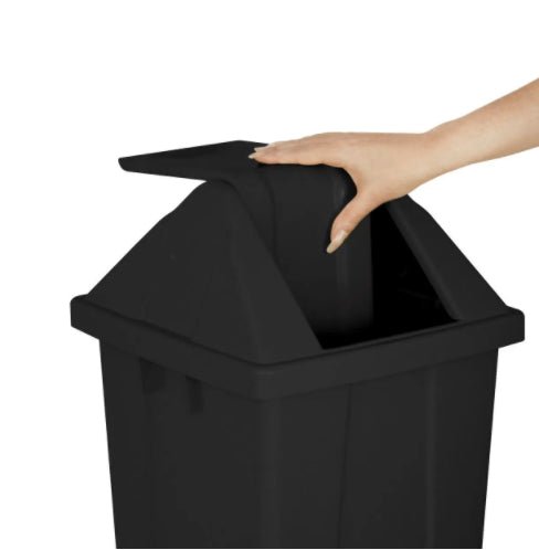 Lixeira 60L quadrada preta com tampa basculante para coleta seletiva, escritórios, restaurantes, condomínios Q60P JSN - e - dona