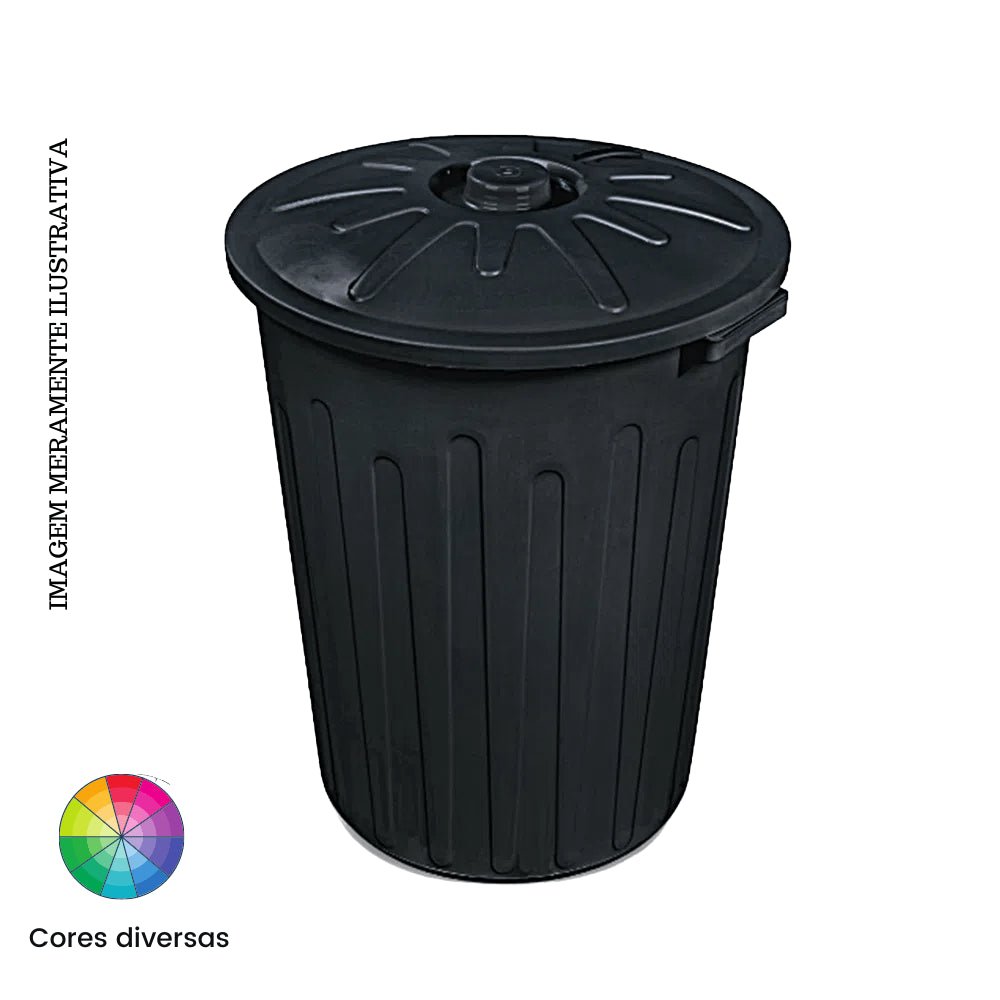 Lixeira 65L redonda com tampa para condomínios, coletas Arqplast Cores Diversas - e - dona