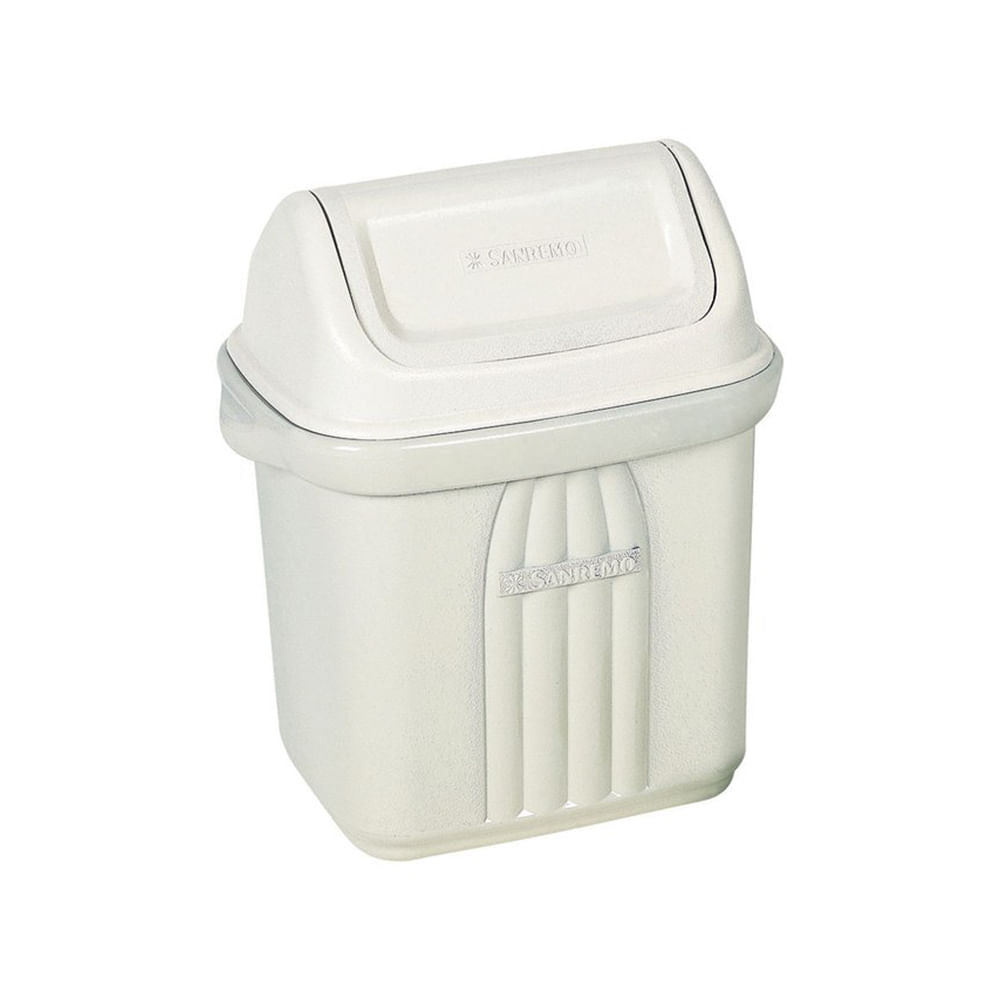 Lixeira 6,5L retangular gelo com tampa basculante branca Sanremo - e - dona