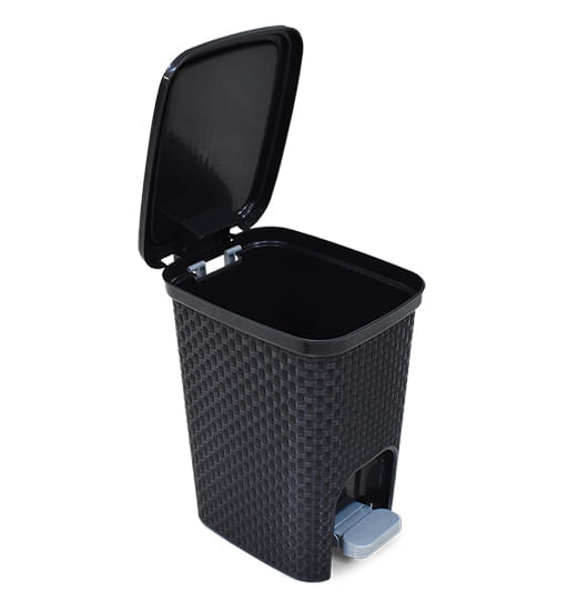 Lixeira 7L Retangular Preta com pedal Arqplast - e - dona