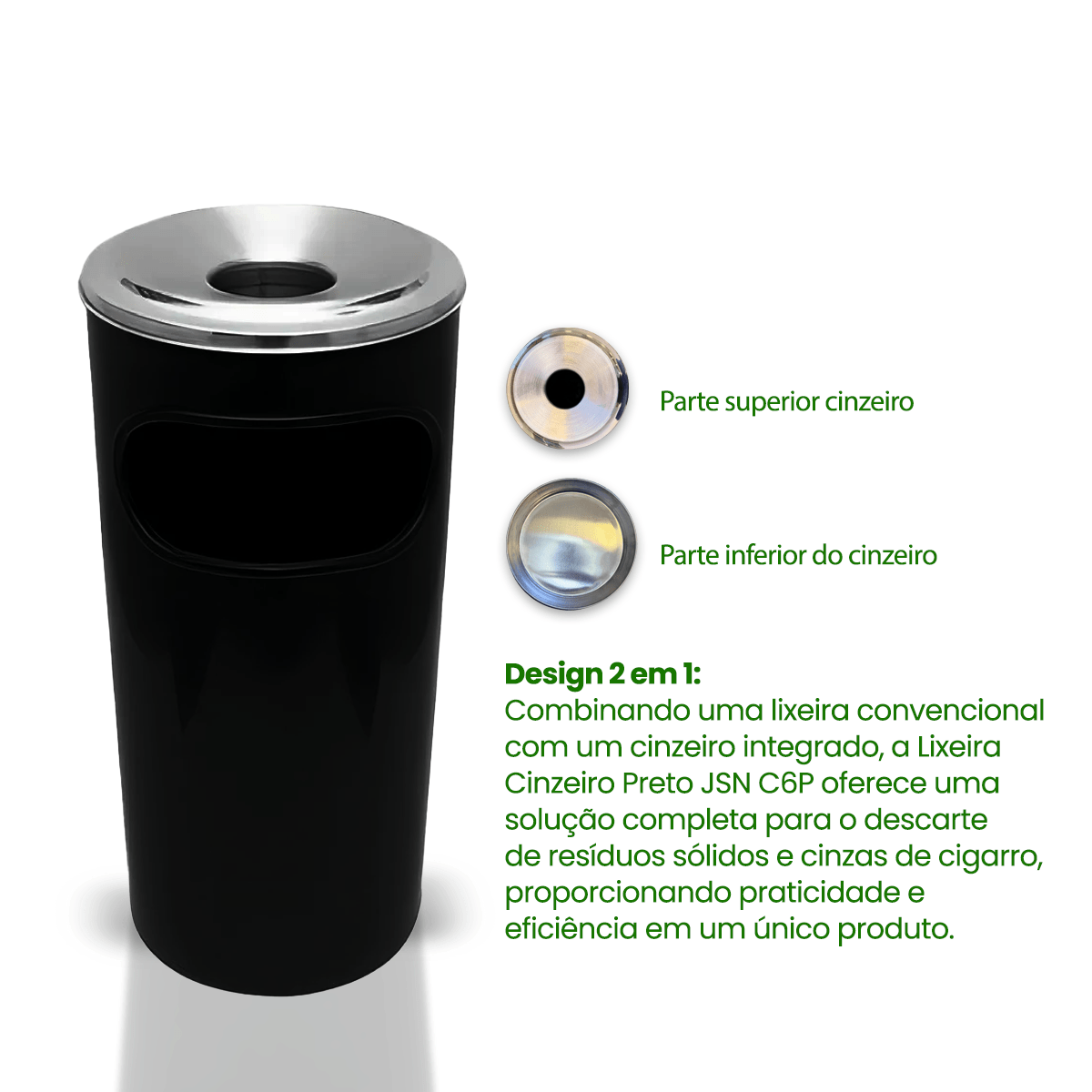 Lixeira cinzeiro Preto JSN C6P - e - dona