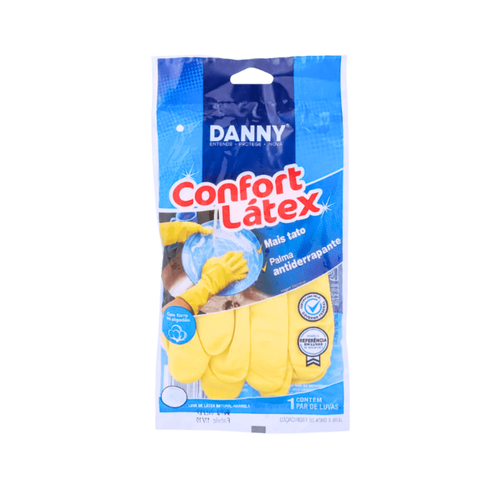 Luva Confort Látex Amarela G Danny CA 15532 Para limpeza, higiene e trabalhos gerais - e - dona
