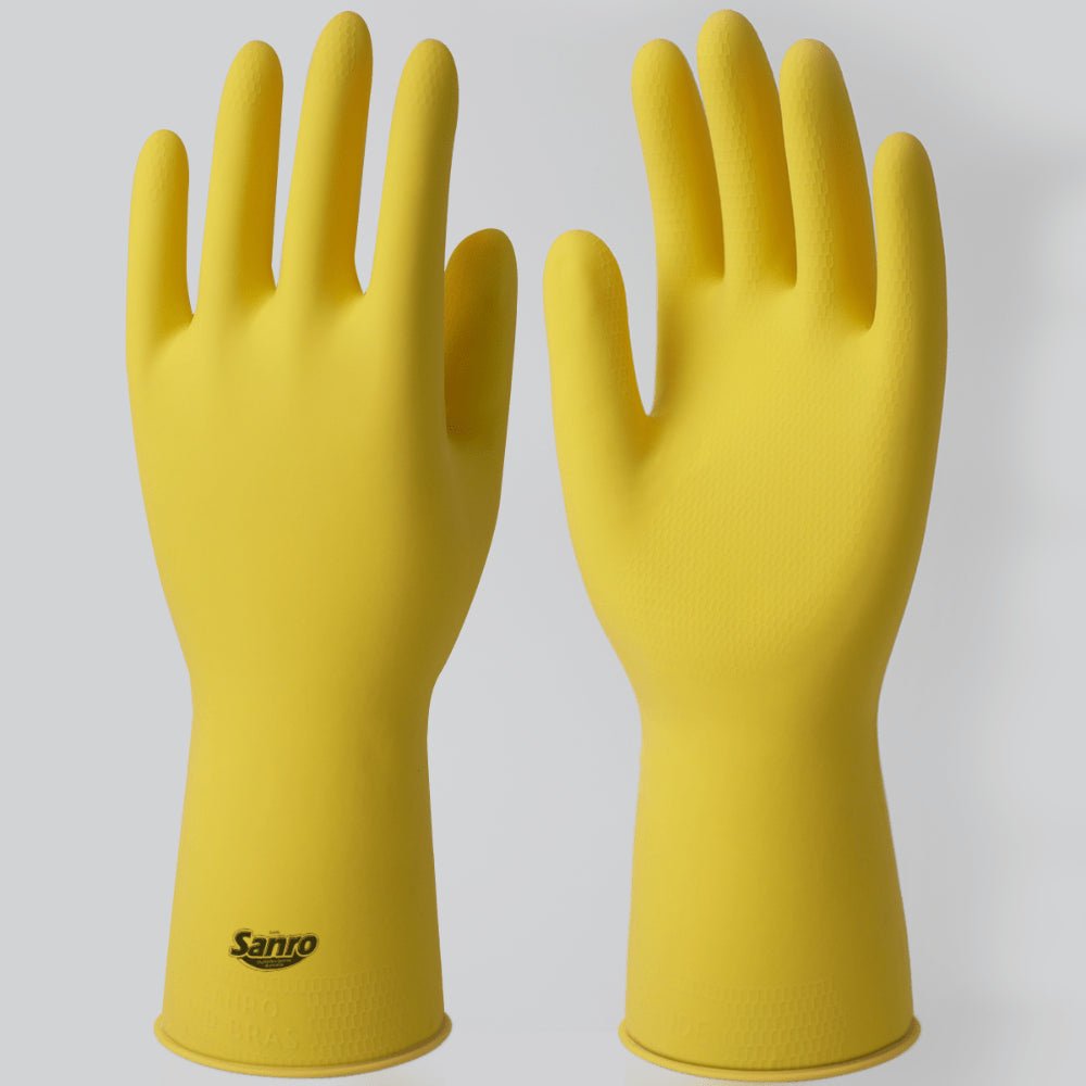 Luva de látex Amarela P TOP Sanro CA 40044 para limpeza, higiene e trabalhos gerais - e - dona
