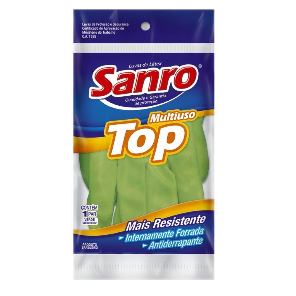 Luva de látex Verde P TOP Sanro CA 40045 para limpeza, higiene e trabalhos gerais - e - dona