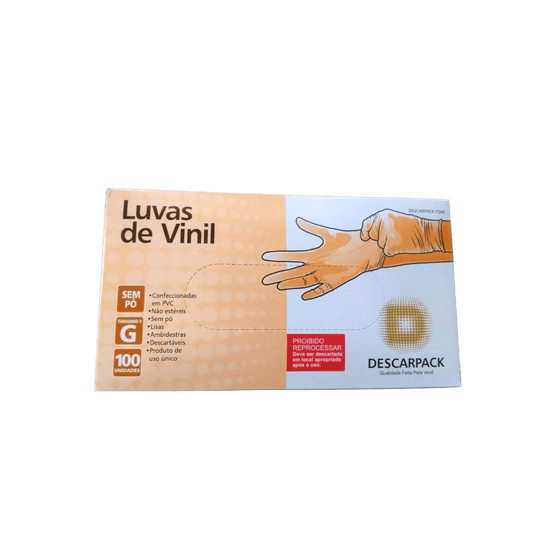 Luva de Vinil sem amido G Descarpack com 100 unidades CA 38625 - e - dona