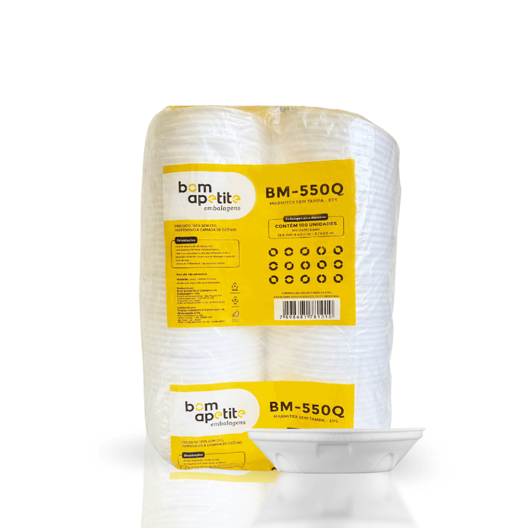 Marmitex de Isopor 500ml Sem Tampa Bom Apetite com 100 unidades - e - dona