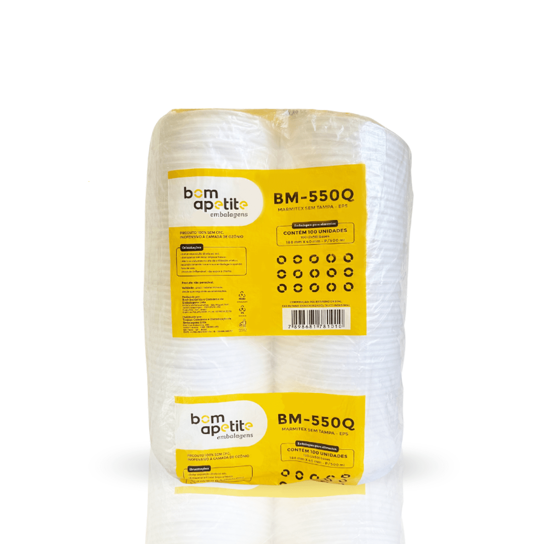 Marmitex de Isopor 500ml Sem Tampa Bom Apetite com 100 unidades - e - dona