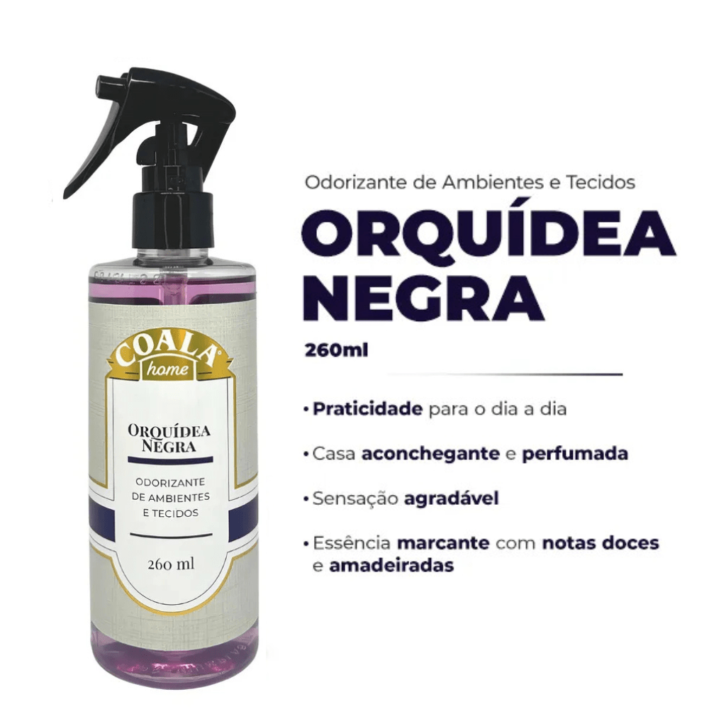 Odorizador de ambiente e tecidos 260ml Orquídea Negra Coala - e - dona