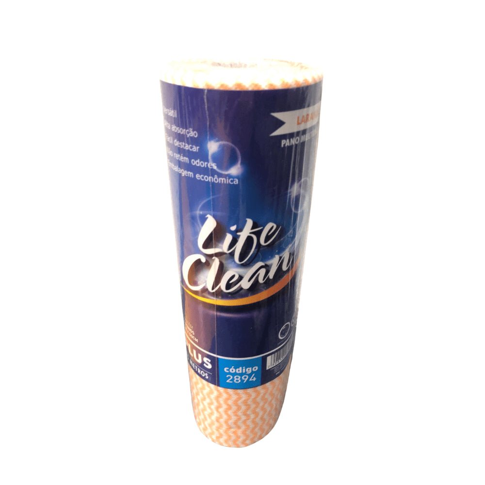 Pano Bobina 28x25m Laranja Life Clean com 50 panos - e - dona