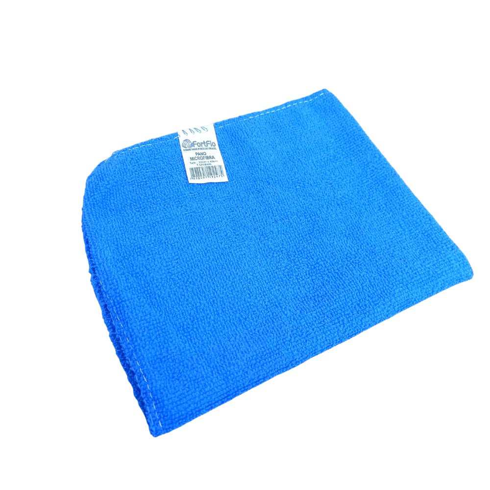 Pano de microfibra Azul 30x40 Fortfio com 3 unidades - e - dona