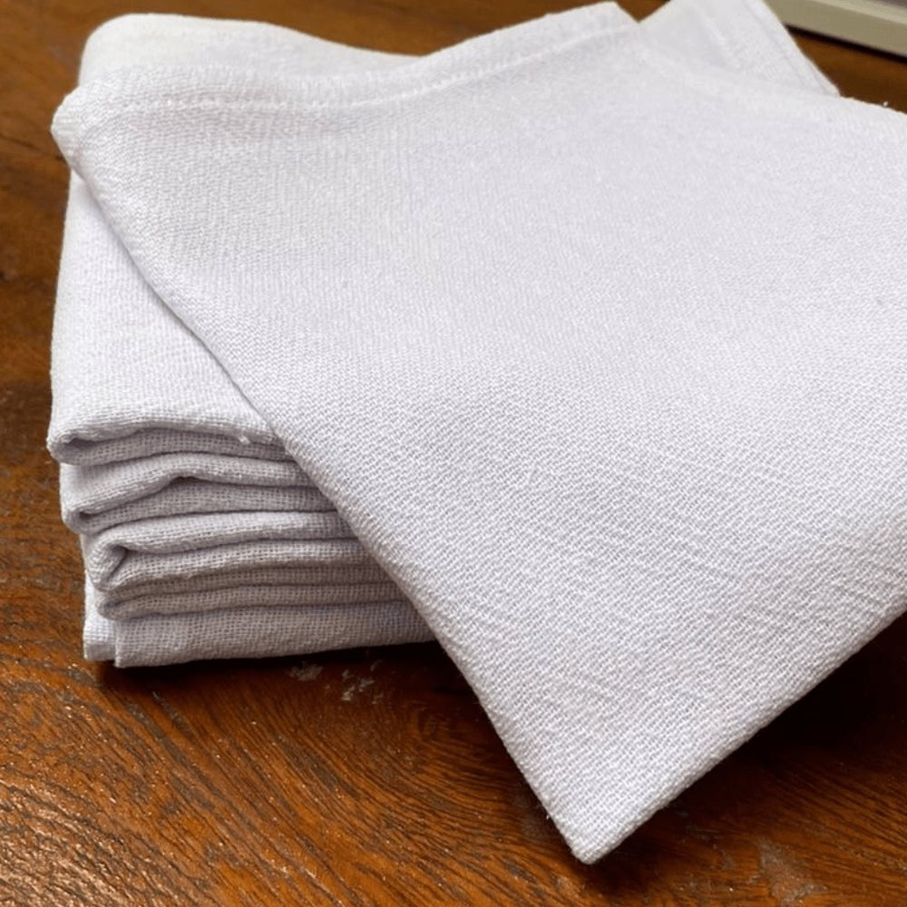 Pano de Prato Branco 40X65cm com Bainha Caebi 60g com 6 unidades - e - dona