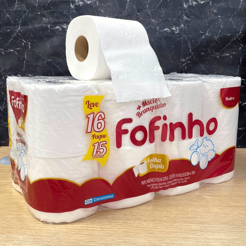 Papel Higiênico Folha Dupla Fofinho 6 pacotes com 16 rolos de 30 metros cada - e - dona