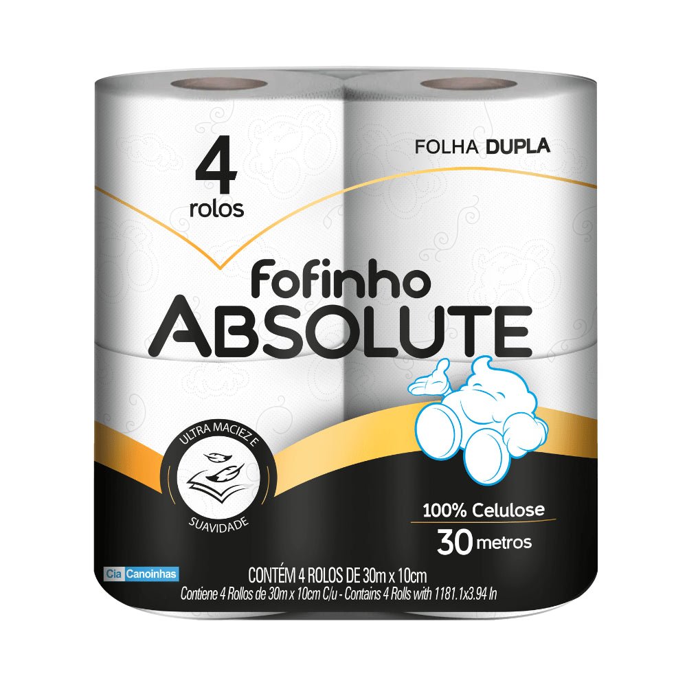 Papel Higiênico Folha Dupla Fofinho Absolute 24 pacotes com 4 rolos de 30 metros - e - dona