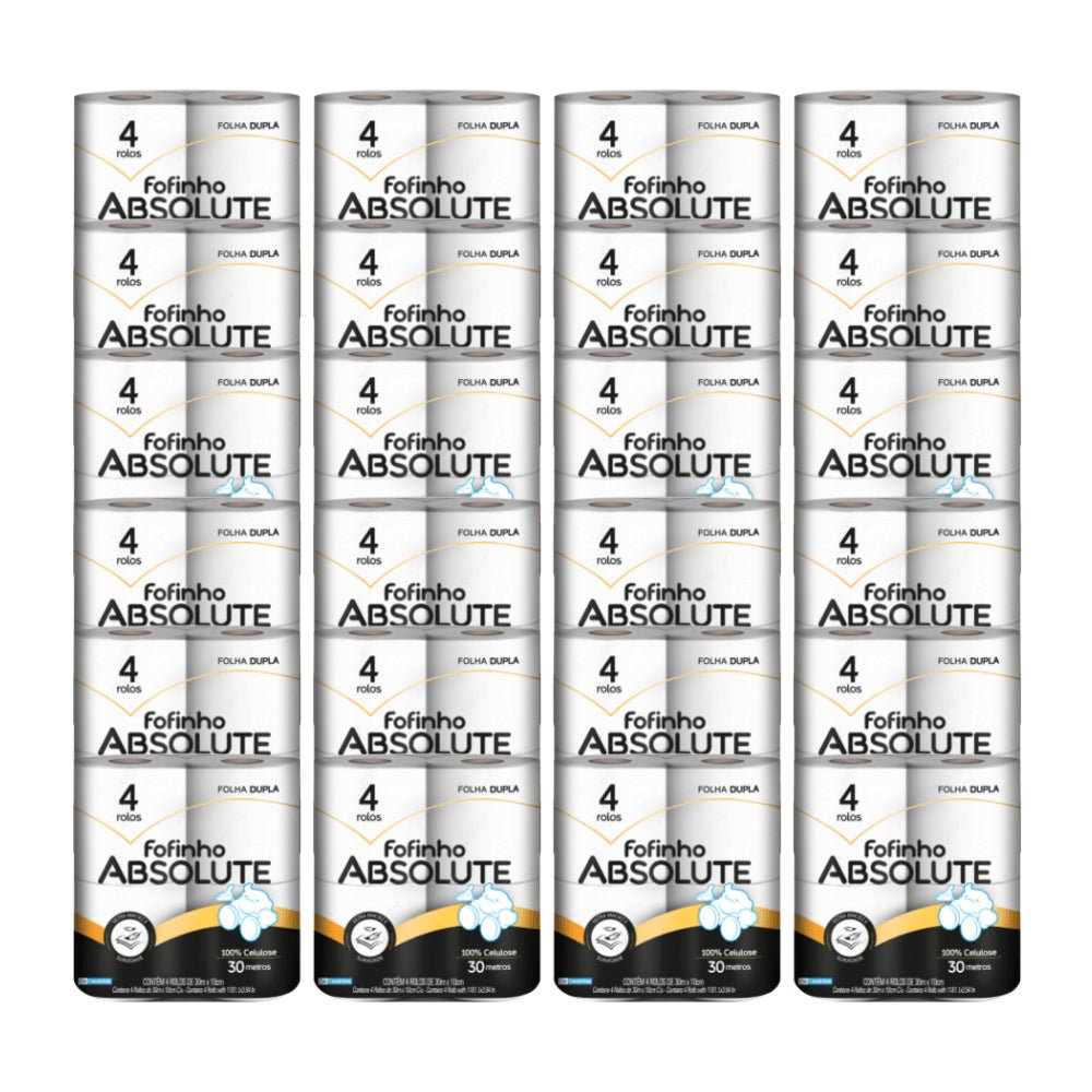 Papel Higiênico Folha Dupla Fofinho Absolute 24 pacotes com 4 rolos de 30 metros - e - dona