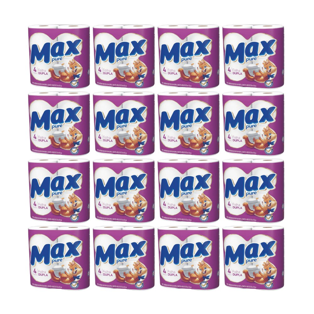 Papel Higiênico Folha Dupla Max Pure 16 pacotes com 4 rolos de 30 metros - e - dona