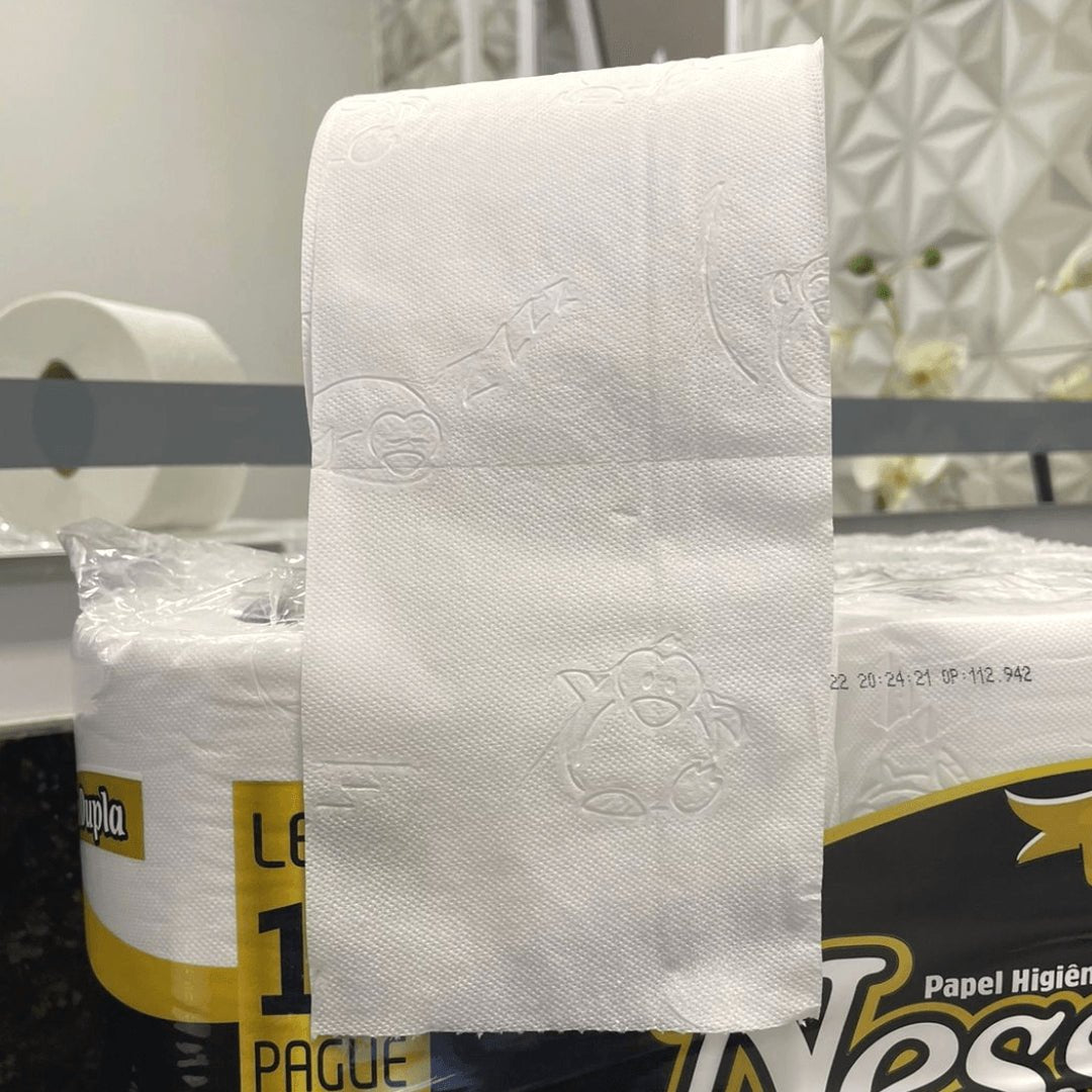 Papel Higiênico Folha Dupla Ness com Alça 4 pacotes com 16 rolos de 30 metros - e - dona