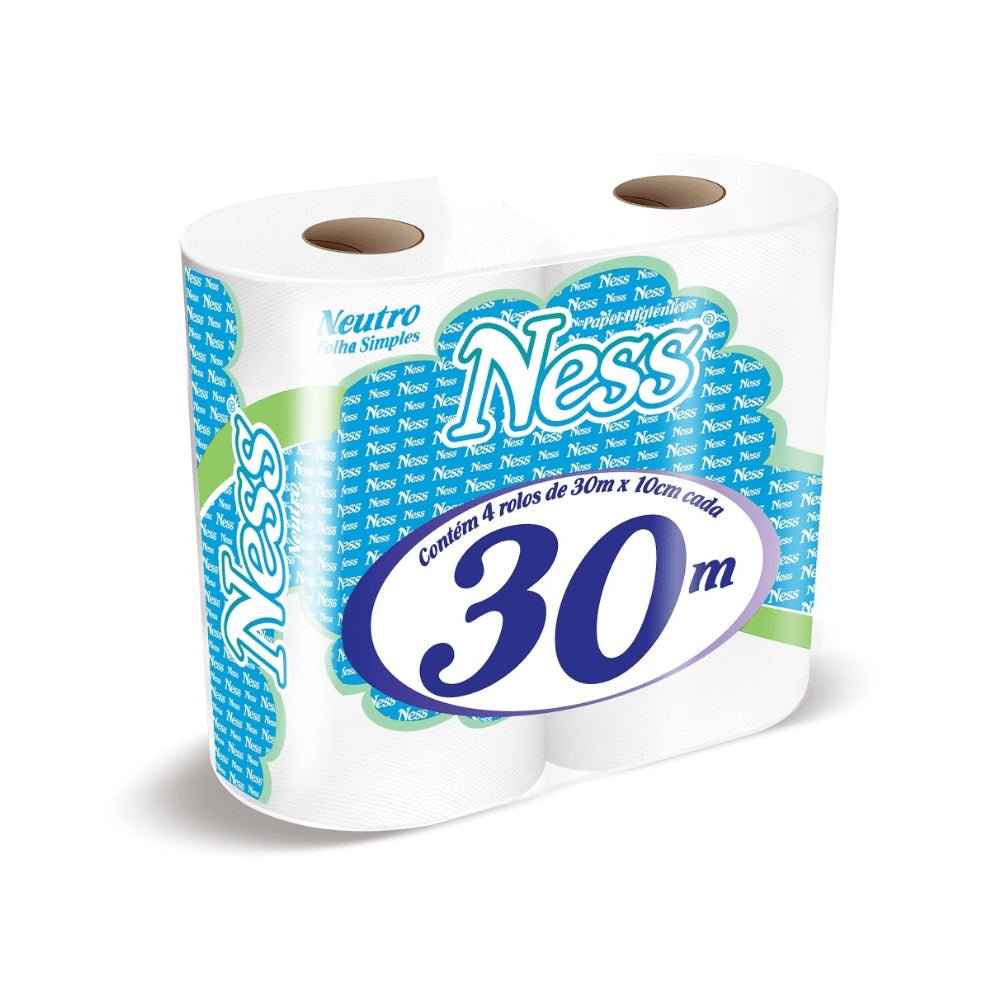 Papel Higiênico Folha Simples Ness 16 pacotes com 4 rolos de 30 metros - e - dona