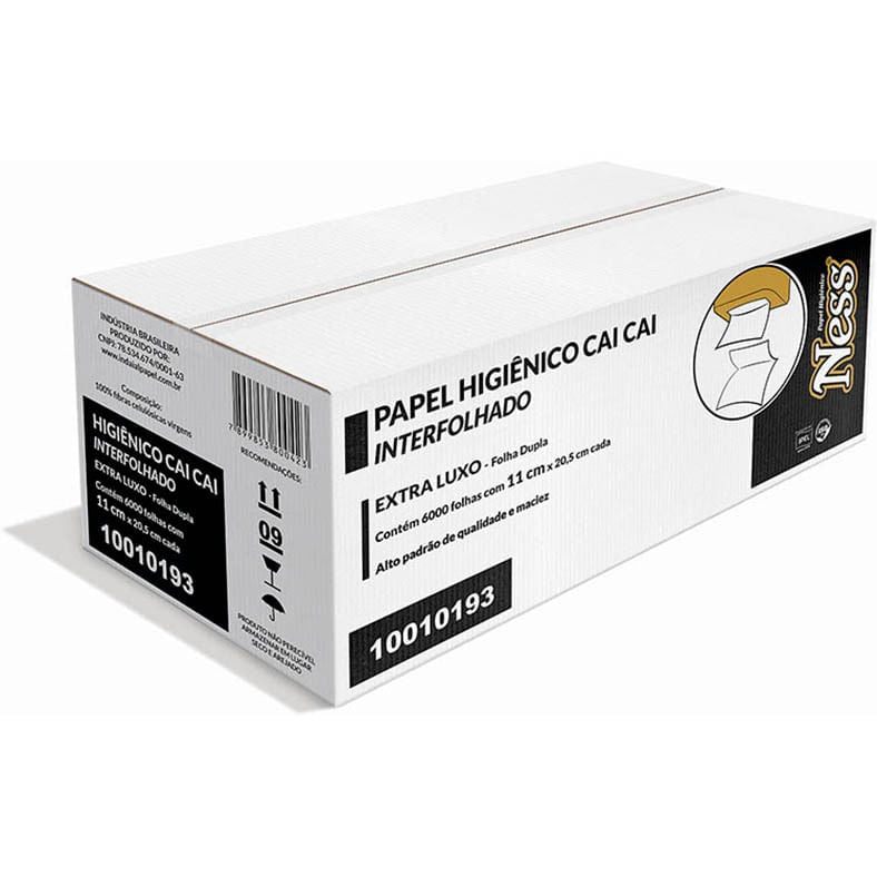 Papel Higiênico Interfolhado Cai - Cai folha dupla Ness com 6.000 folhas - e - dona