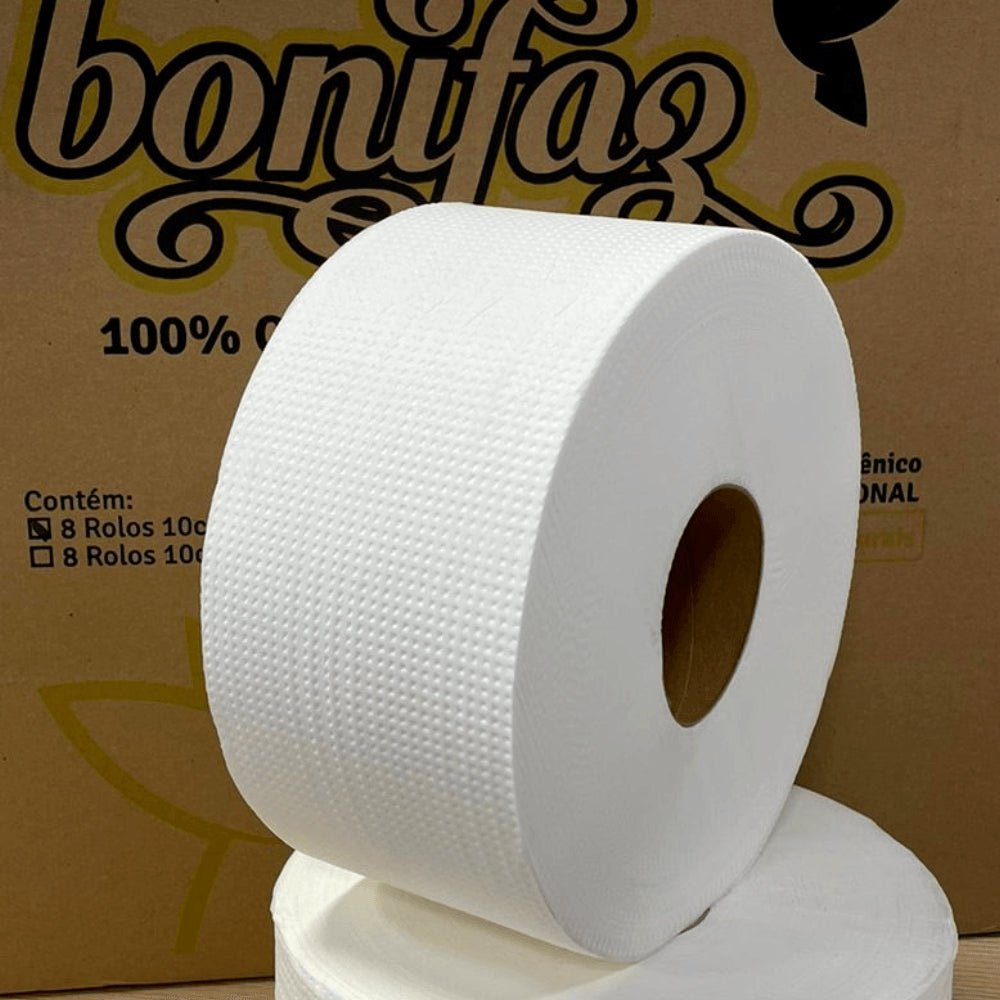 Papel Higiênico Rolão 100% Celulose Folha dupla Bonifaz 8 rolos de 200 metros - e - dona