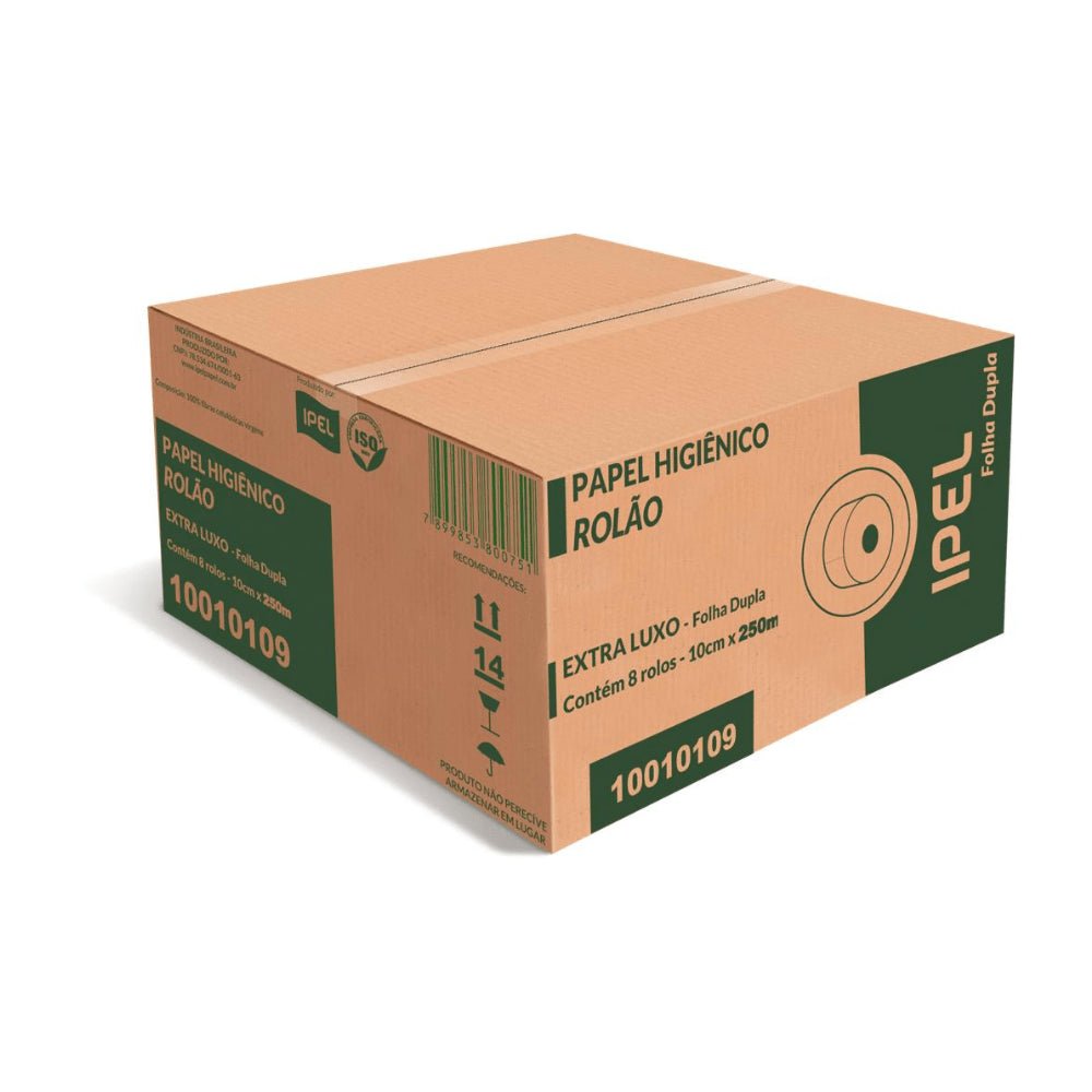 Papel Higiênico Rolão 100% celulose Folha dupla Renova 8 rolos de 250 metros Ótima absorção e Maciez, Ideal para Uso Institucional - e - dona