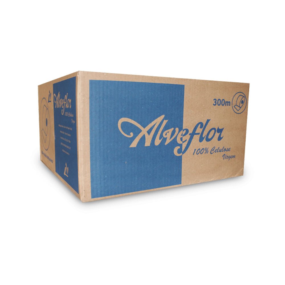 Papel Higiênico Rolão 100% celulose Folha simples Alveflor com 8 rolos de 300 metros - e - dona