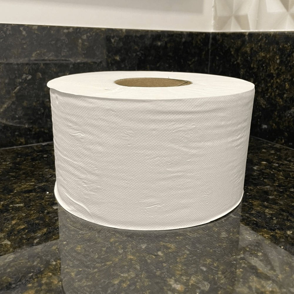 Papel Higiênico Rolão 100% celulose Folha Simples Indaial 8 rolos de 300 metros - e - dona